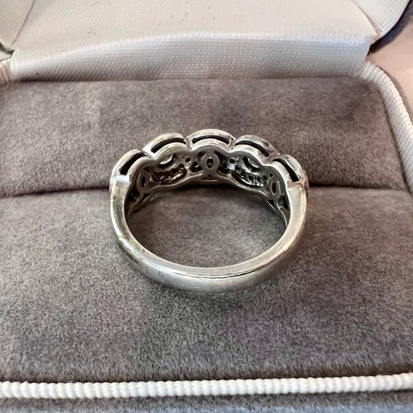 Vintage Designer Ritani Elegant Diamond Halo Band Ring 925 Sterling Silver - Picture 7 of 14